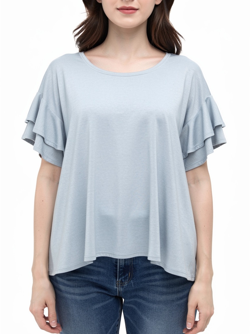 Old Navy Light Blue Ruffle Sleeve Tee